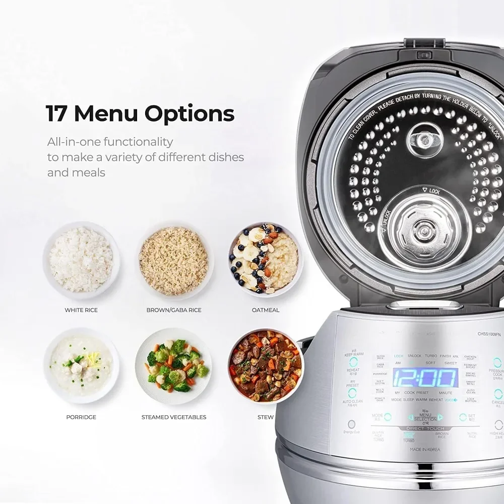 10 Cup Electric Pressure Cooker, Non-Stick Coating & 3-Language Voice Navigation