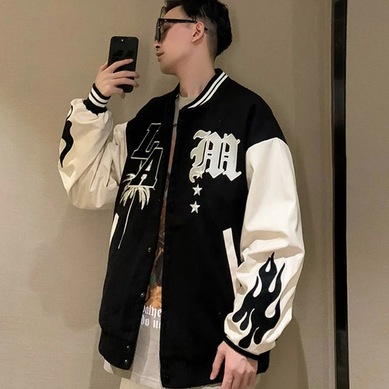 

mbroid American Varsity Bomber Jacket Men Baseball Uniform Spring Autumn Oversize Coat Hip Hop College Unisex Outfits