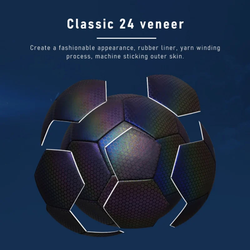 Holographic Soccer Ball Indoor Outdoor Light up Reflective Night Games for Men Women Football Training