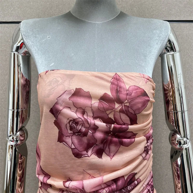 Women's dress New elastic slim fit sleeveless long dresses for summer 2025 3D flower decoration midi dresses y2k party dresses