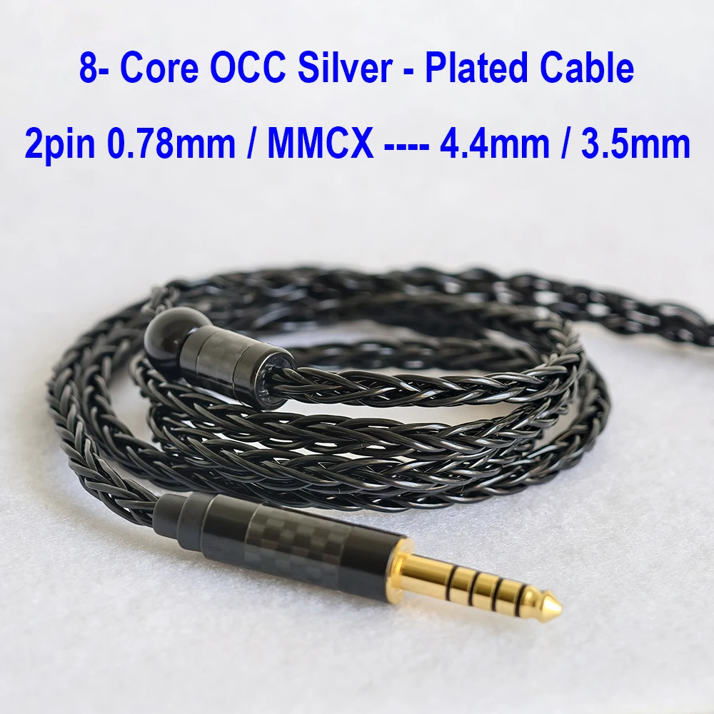 

IEM Earphone Cable 8 Core Single Crystal Copper Silver-Plated Headphone Cable Hi-Fi Audio Upgrade Wire 2pin Mmcx 4.4mm 3.5mm