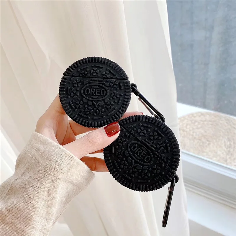 Gran oferta, funda para auriculares con diseño de galletas Oreo divertidas en 3D con Clip para Airpods Pro, funda suave estilo galleta bonita para Airpods 1/2/3