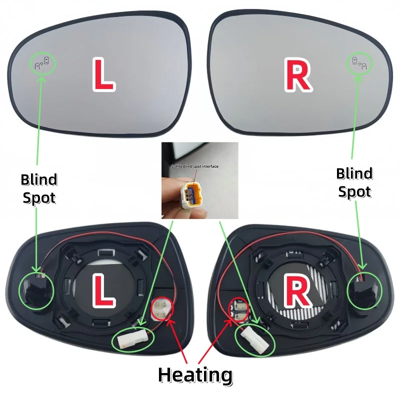 For Lexus IS IS200 IS250 IS300 IS350（2013-2019）High Quality Car Left/Right Side Heated Rearview Mirror Blind Spot Warning Glass