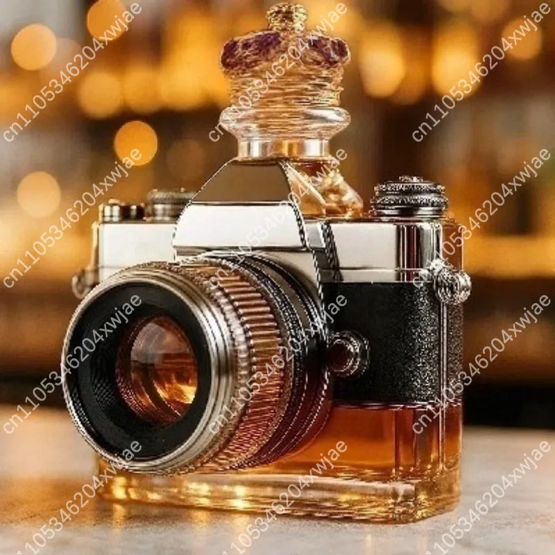 Vintage Camera Model Glass Bottle Creative Photography Decor Storage Jar for Desk Shelf Showpiece