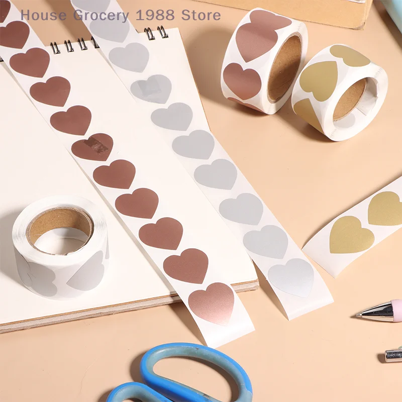 300 Pcs/roll Heart Scratch Off Stickers Labels Scratch Sticker Label Stationery DIY Handmade Game Self-Adhesive Sticker