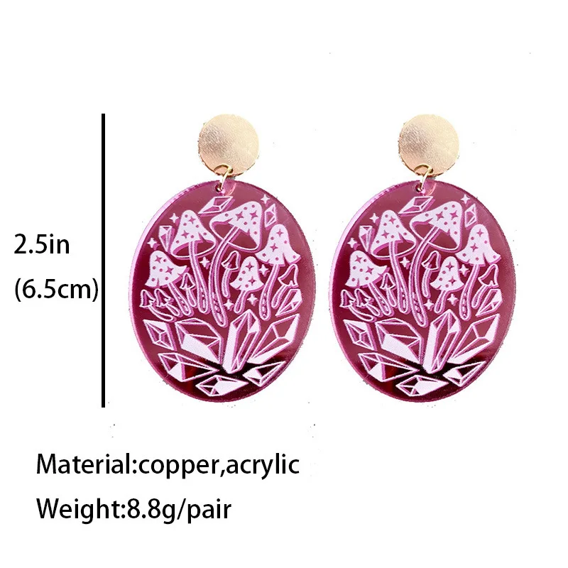 Bohemian Laser Mirror Reflective Earrings Geometric Mushroom Crystal Fashion Earrings Hippocampus Shiny Acrylic Earrings