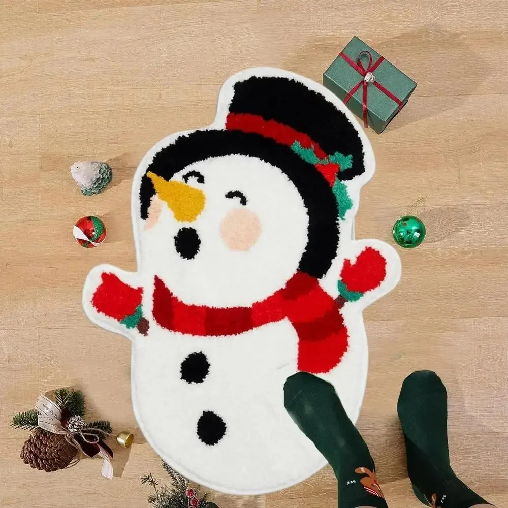 Cute Non-slip Christmas Bath Rug Christmas Decor Cartoon Floor Mat Absorbs Moisture Bathroom Floor Mat Home