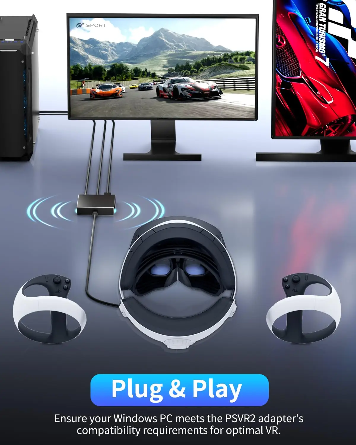 لمحول PS VR2 المتوافق مع مجموعة الطاقة وكابل DisplayPort، توسيع مكتبة ألعاب PS VR2 لتشغيل الألعاب على جهاز الكمبيوتر