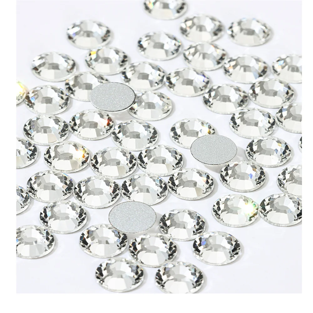 SS3~SS20 Super Bright Crystal Glass Rhinestones Flatback ss3-ss8 Non HotFix Flat Back for Nail Art Decoretions