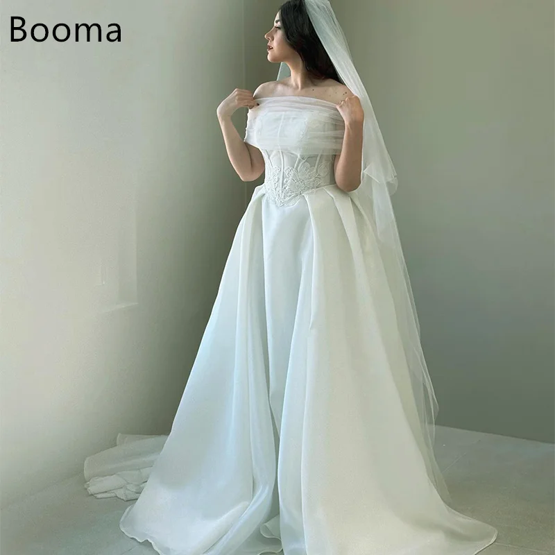 

Booma A-Line Simple Sleeveless Wedding Dresses Lace Appliqued Off The Shoulder Elegant Brides Gown Custom Made 2025