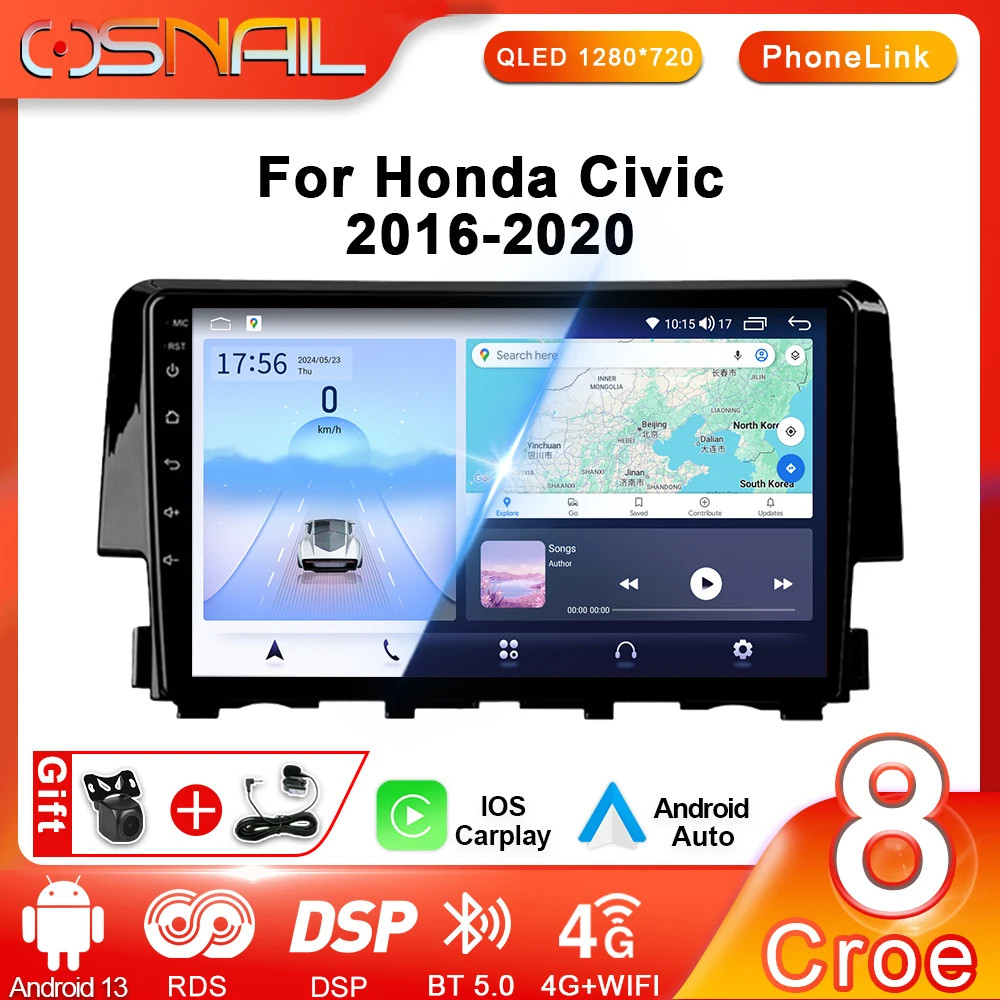 2 Din Android Auto Radio Multimedia Playe For Honda Civic 10th 2016 - 2020 Navigation 4G GPS BT Car intelligent system Autoradio