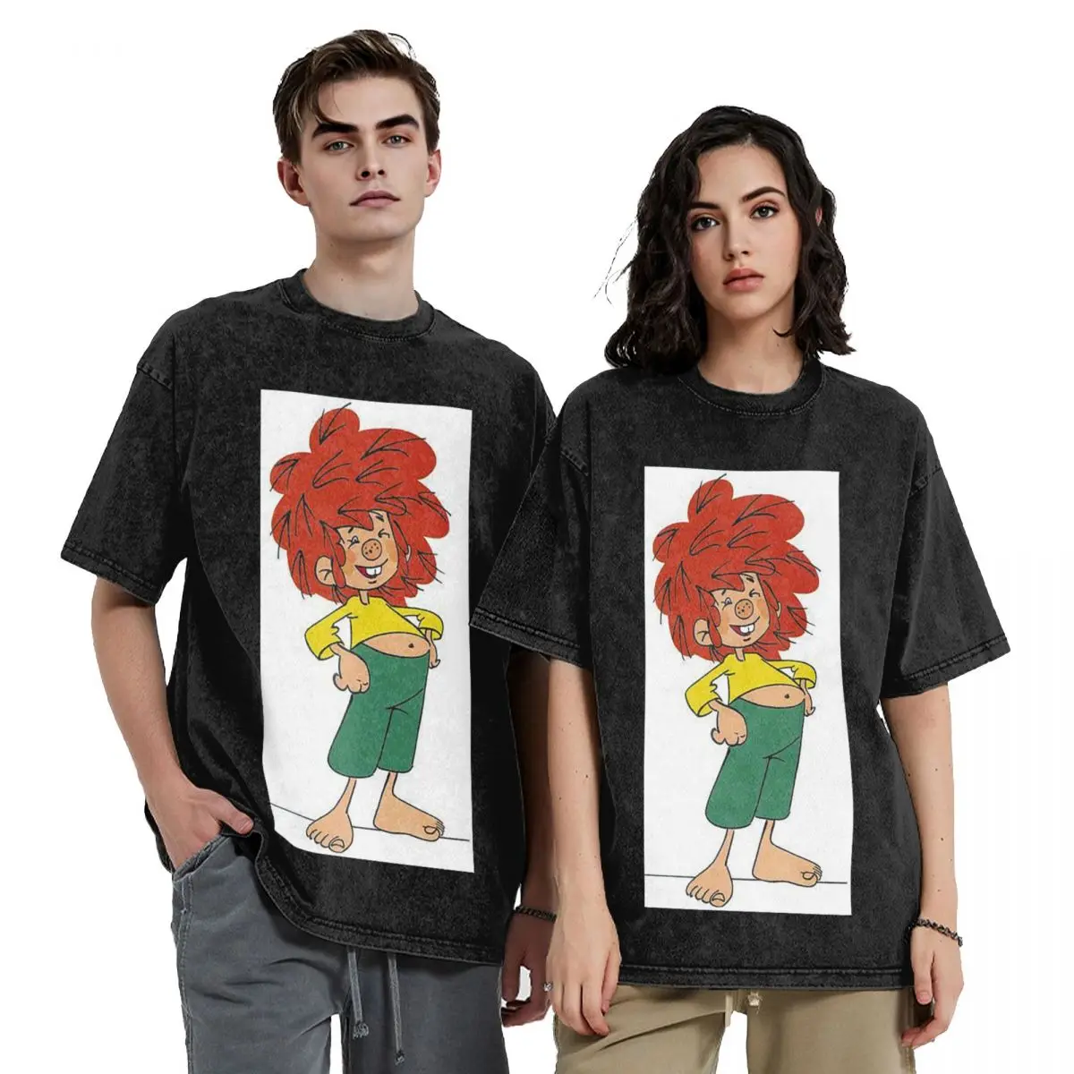 

Pumuckl Is An Invisible Goblin, футболки с короткими рукавами в стиле хип-хоп, потертые топы, футболки, уличная футболка с принтом для мужчин и женщин