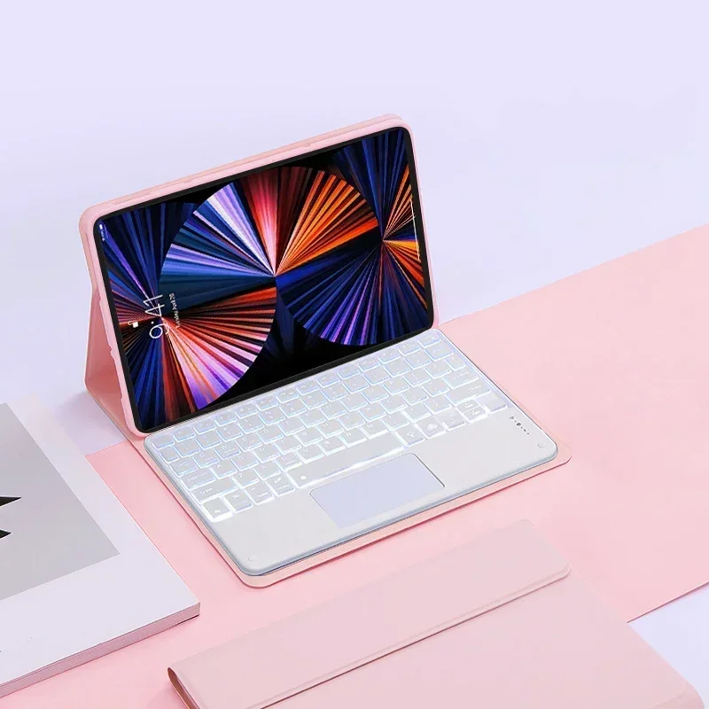 حافظة لوحة مفاتيح للأجهزة اللوحية لجهاز Microsoft Surface Pro X مقاس 13 بوصة وغطاء لوحة مفاتيح يعمل باللمس بإضاءة خلفية Funda