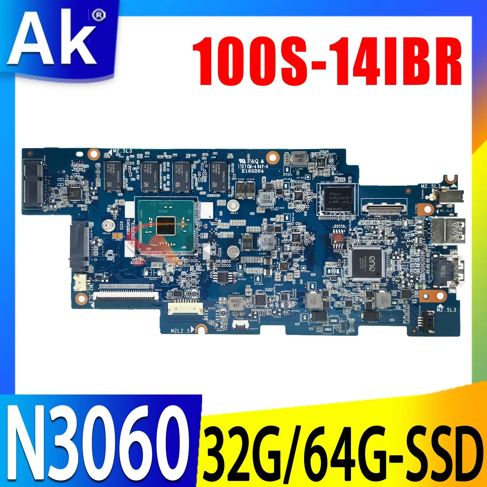 

1501B_01_01 For Lenovo IdeaPad 100S-14IBR Notebook Motherboard CPU N3060 RAM 4GB carrying SSD 32G/64G 100% test