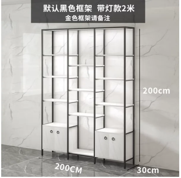 Beauty salon Nail Salon Display cabinet Cosmetics shelf Products display cabinet Skin care products with light shoes bag shelf