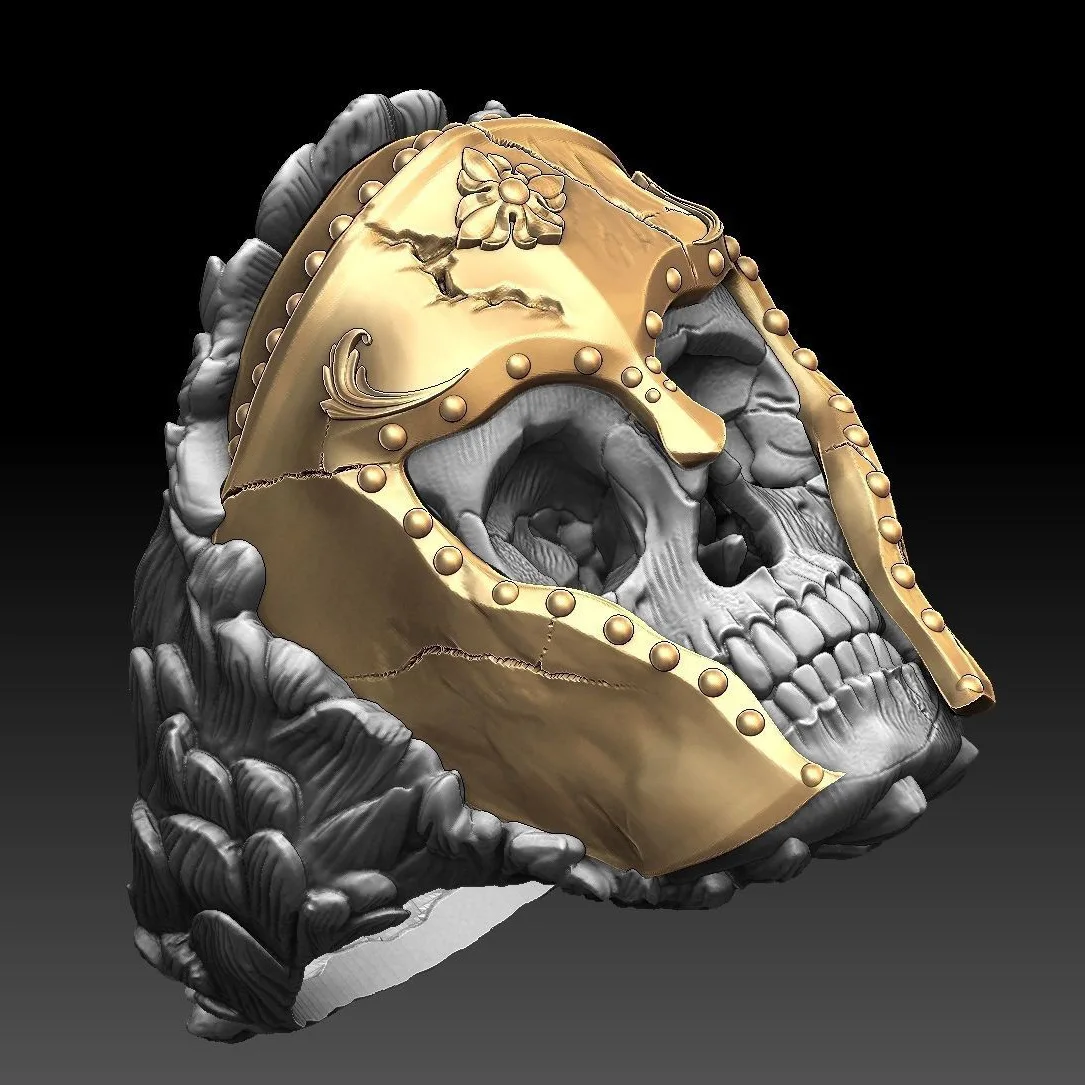 

Vintage Two Tone Mask Skull Ring Motorcycle Party Steampunk Skeleton Ring Personality Exaggeration Biker Ring Cool Male Jewelry