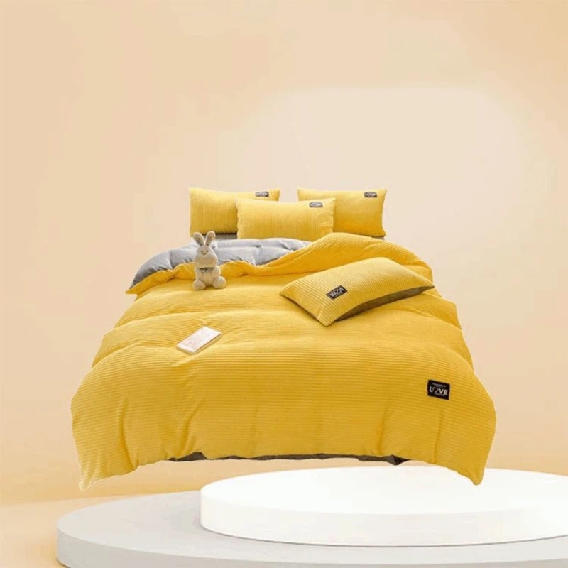 

Coral Velvet Quilt Cover Thicken Duvet Covers Solid Color Bedding Set Keep Warm Blanket For Bed Soft Bedclothes Nordic Bedcover