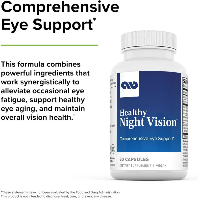 

Healthy Night Vision -60 capsules - Comprehensive eye support - Contains lutein, zeaxanthin, and zinc, vegetarian, non GMO