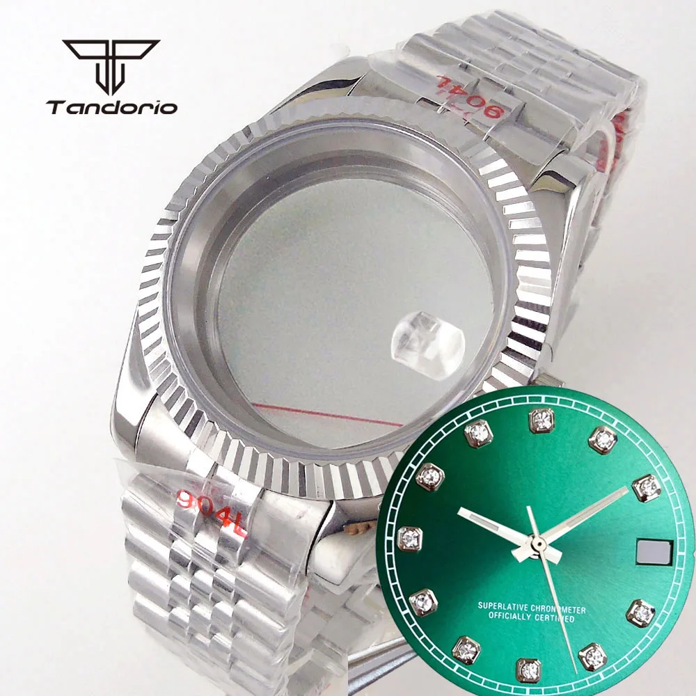 Fit NH35 Steel 36mm/39mm Explorer Style Watch Case+Sunburst Dial Hands Set Sapphire Crystal Wristwatch Parts Transparent Back