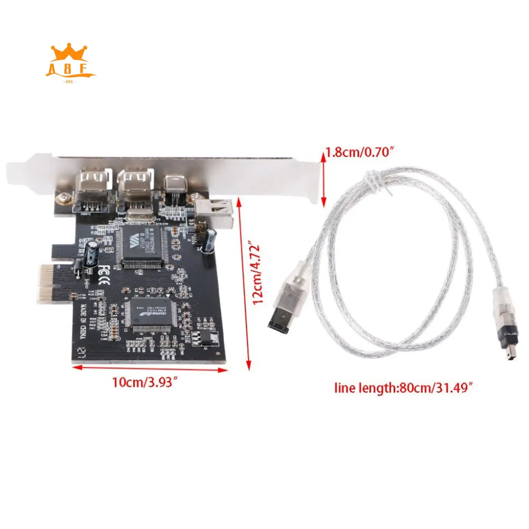 

A08E-PCI-E To 1394A Card, PCI-E 1.0 X1 To IEEE 1394A 4-Port Firewire Card, Support 1440X1080 Resolution,With 0.8M 1394A Cable