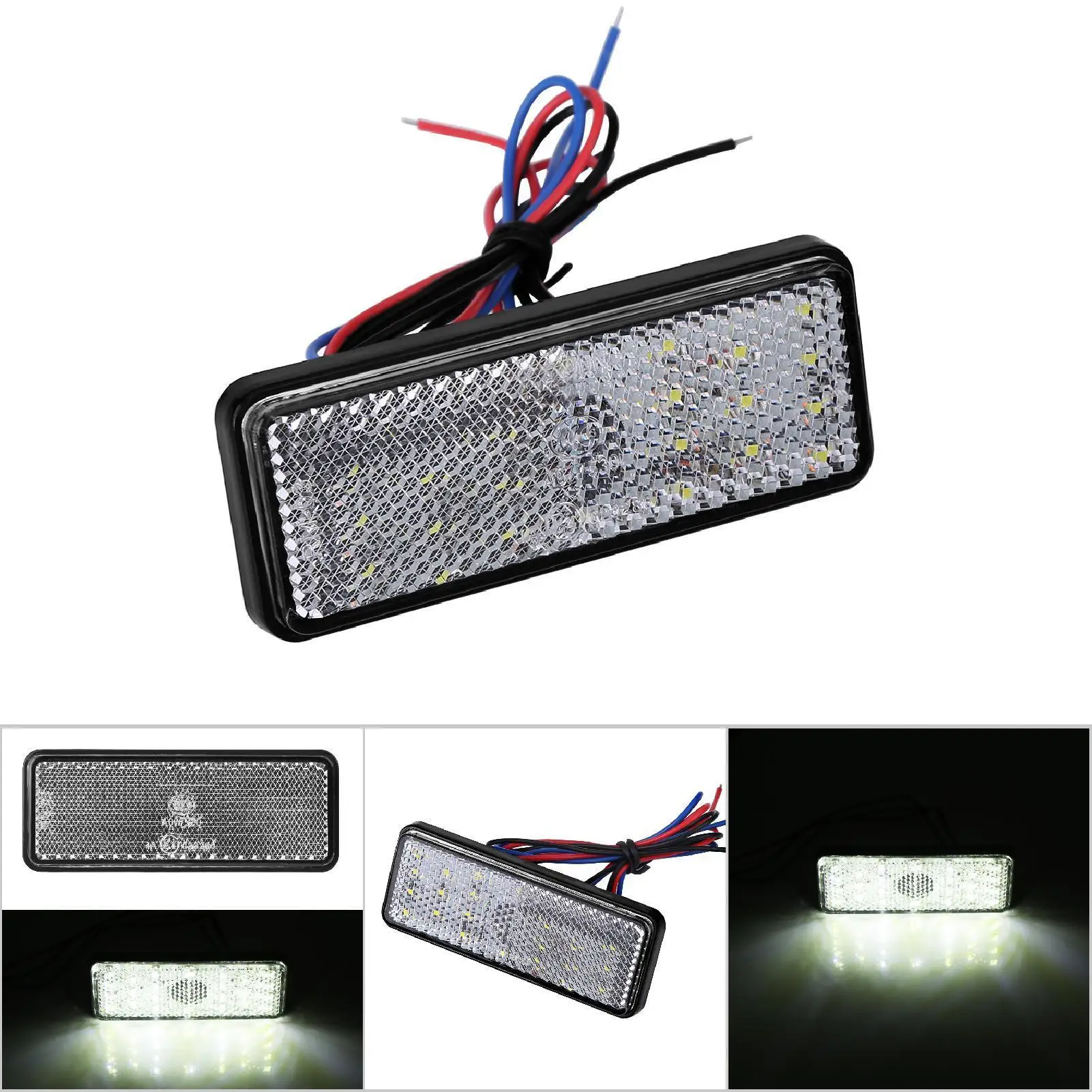 12V 24LED Universal Motorcycle Scooter Tail Light - Rectangle LED Brake Stop Lamp for Moped