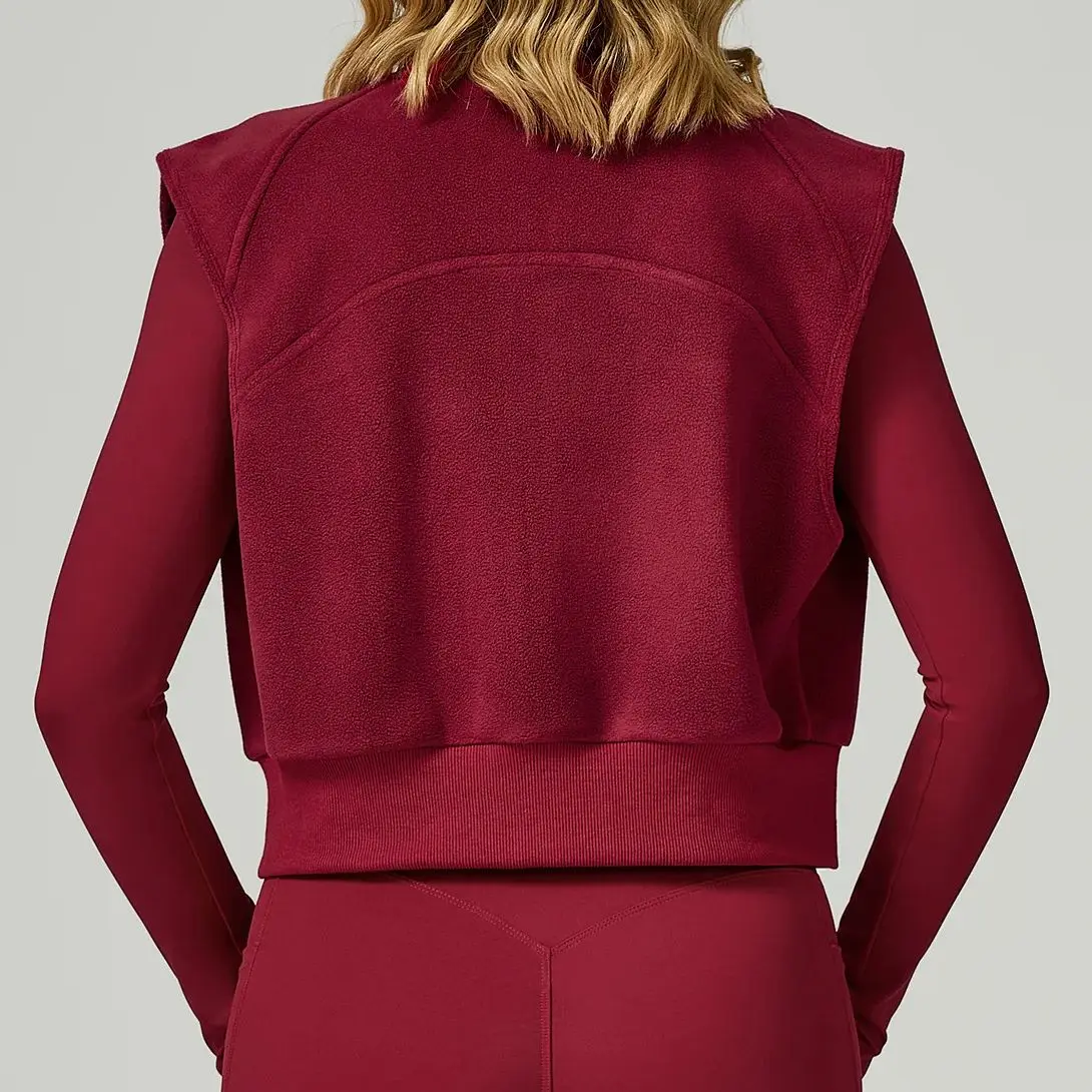 

Зимний теплый бархатный жилет с высоким воротом, женский топ без рукавов с застежкой-молнией на талии, спортивный жилет для бега на открытом воздухе, топ, женская спортивная одежда