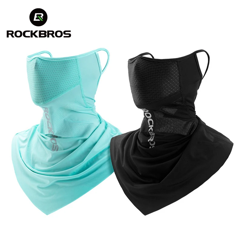 

ROCKBROS Ice Silk Fishing Cycling Bandana Mesh Face Cover Half Mask Hang-Ear Neck Gaiter Cool Tube Scarf Sports Running Hiking