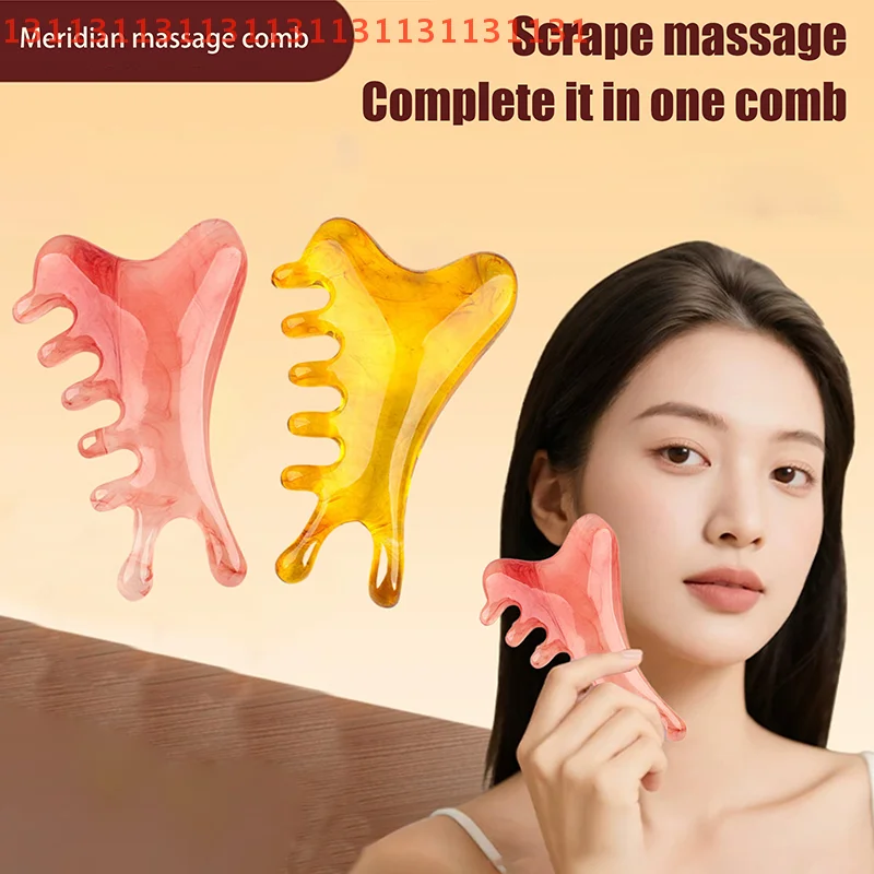 مشط شعر ناعم مضاد للكهرباء الساكنة، ميريديان للجسم، قطعة واحدة من مشط تدليك الجسم من راتينج الدلفين الكبير، مشط بخمسة أسنان واسعة #4