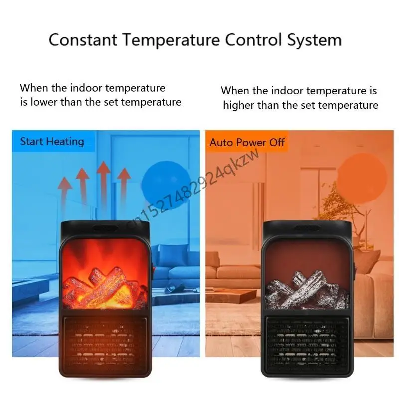 R9CD Space Heater Портативный пламенный обогреватель Вентилятор для офиса, дома и всей комнаты, черный