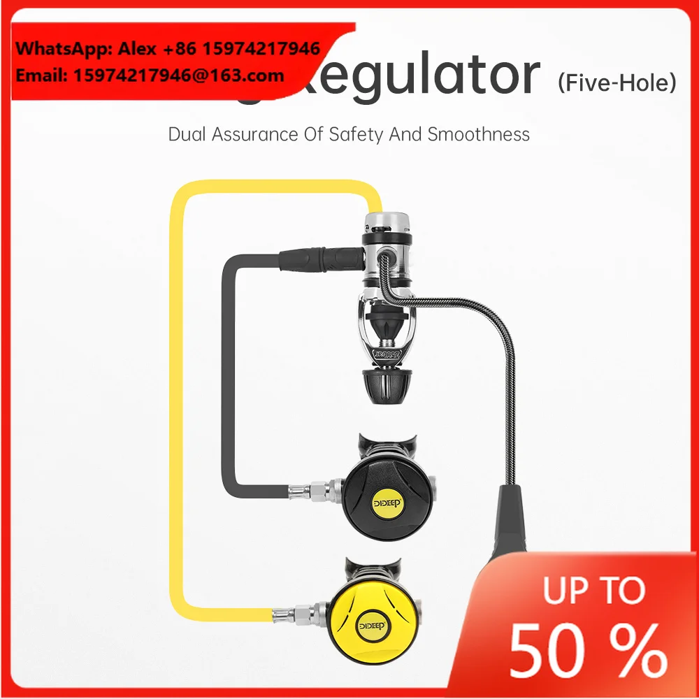 DIDEEP Professional Scuba Diving Regulator Silver 1HP 4LP For Air Tank Dive Equipment