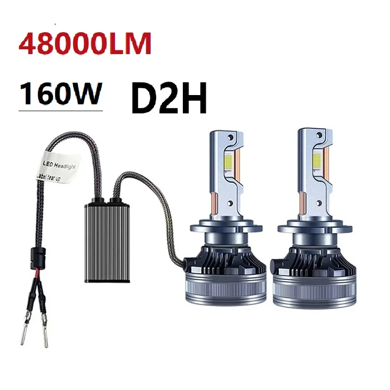 D2H LED Headlight bulb LED D2H Car light 48000Lm 160W Super Bright Canbus Auto Lamp 1:1 Replication Plug And Play 12V