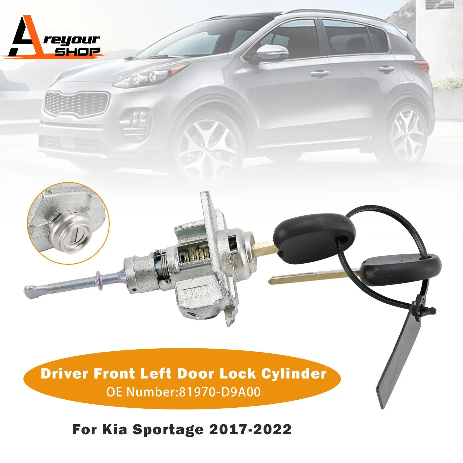 

Areyourshop цилиндр замка передней левой двери водителя 81970-D9A00 для Kia Sportage 2017 2018 2019 2020 2021 2022