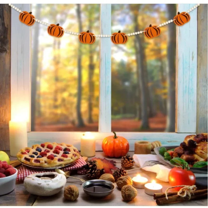 Fall Pumpkin Banner autumn Thanksgiving festival Happy Halloween eve Party Fireplace Mantle Wall home patio garden Decoration