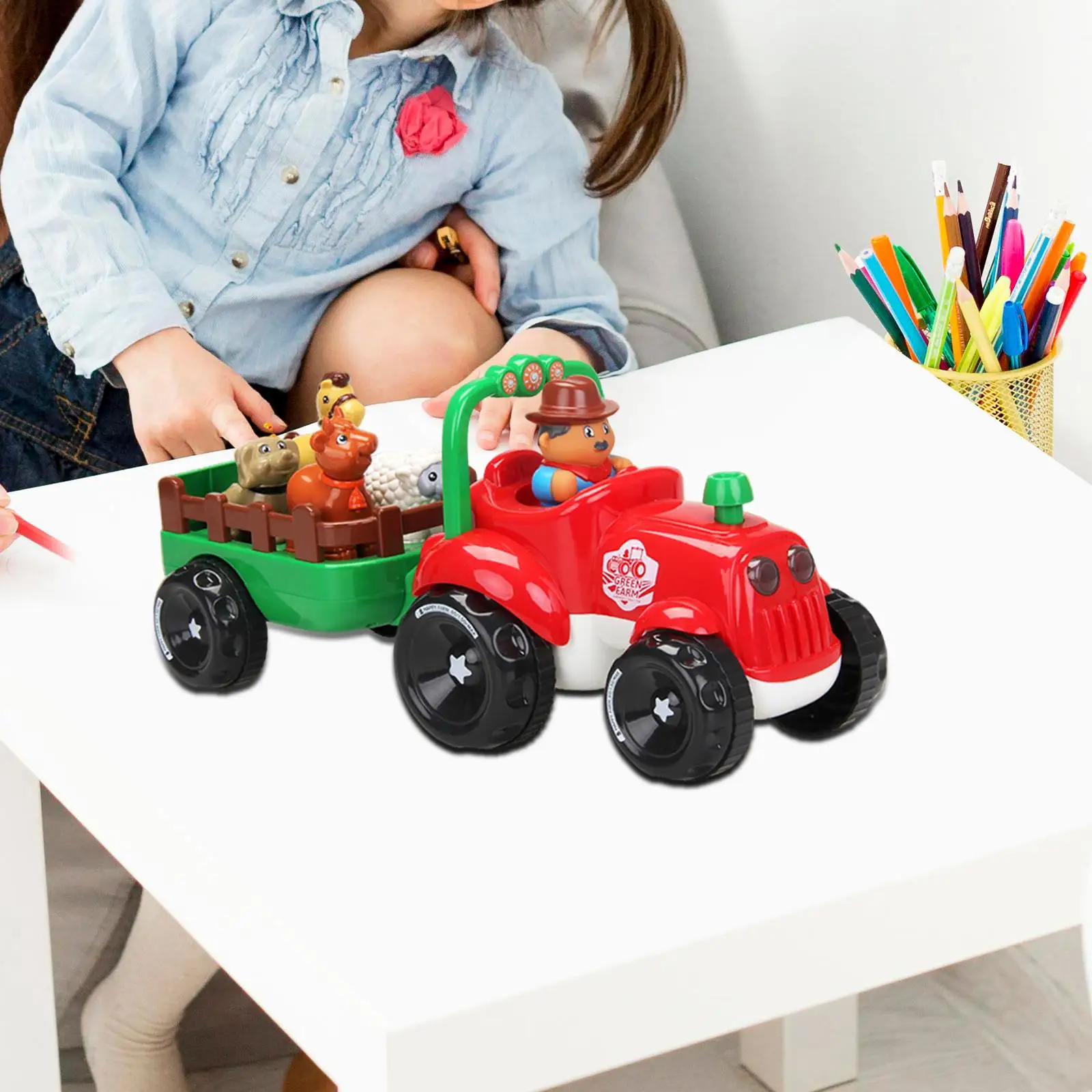 Farm Tractor Toy Home Decor Farmer and Animals for Girls Boys Children