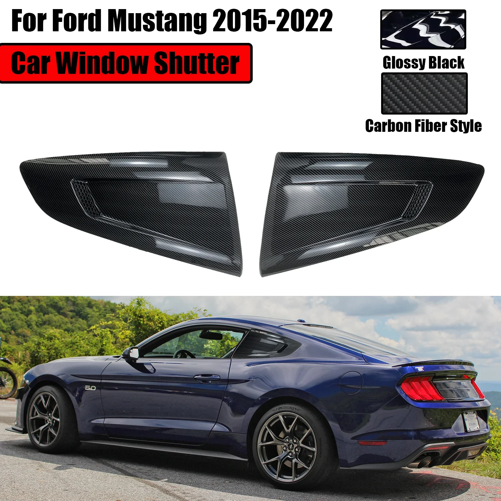 

Отделка для задних жалюзи автомобиля для Ford Mustang 2015-2022, оконная крышка затвора, решетка для вентиляции, стильные украшения из углеродного волокна, аксессуары