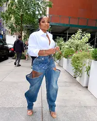 Pantalones vaqueros con agujeros rasgados para mujer, ropa de calle elástica informal, pantalones vaqueros rectos sueltos, pantalones Cargo