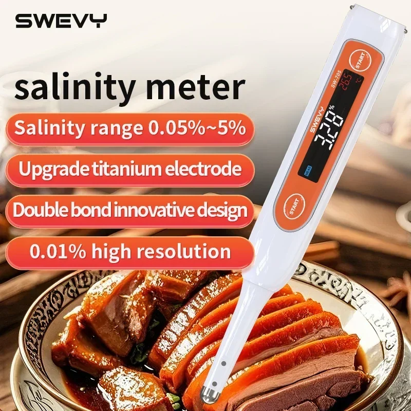 SWEVY Multi-Range Lcd Digital Display Electronic Salinity Meter, Suitable For Brine, Broth, And Pickles.