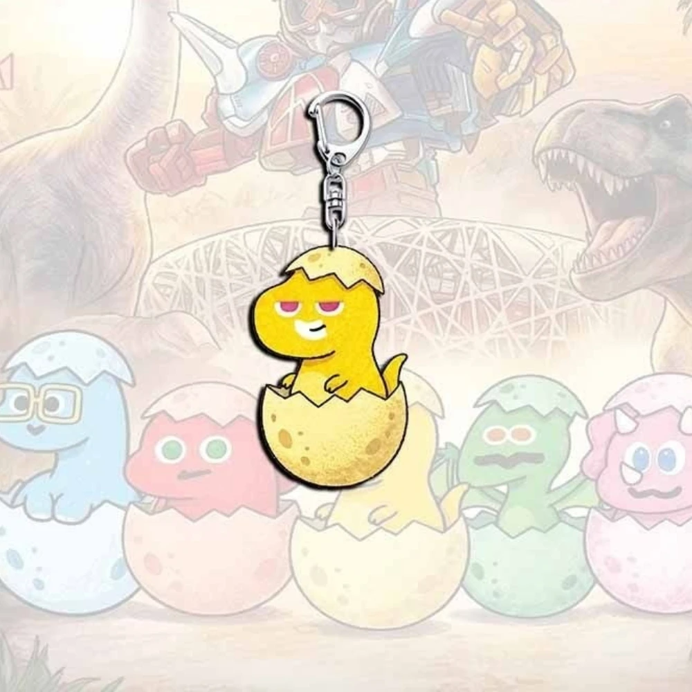 Wu Yue Tian Cute Dinosaur Egg Acrylic Keychain Accessories Bag Charm Backpack Pendant Collection Key Ring Gifts for Friends