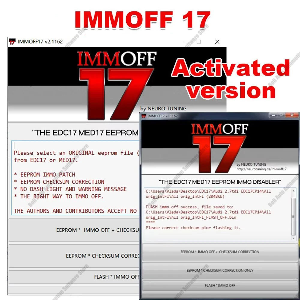 

IMMO OFF Newest IMMOFF17 Software EDC17 with keygen Immo Off Ecu Program NEUROTUNING Immoff17 Disabler and install video guide