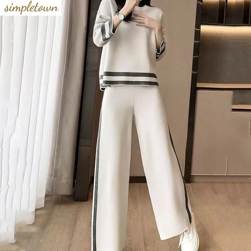 

2024 autumn new fashionable and casual plus size sports and leisure top+fashionable wide leg pants two-piece set