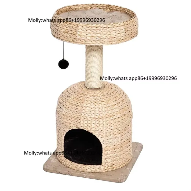 Wholesale Custom Cheap Rattan   House Paper Rope Scratcher Houses Tower  s Tree in Beige/pink/purple Color