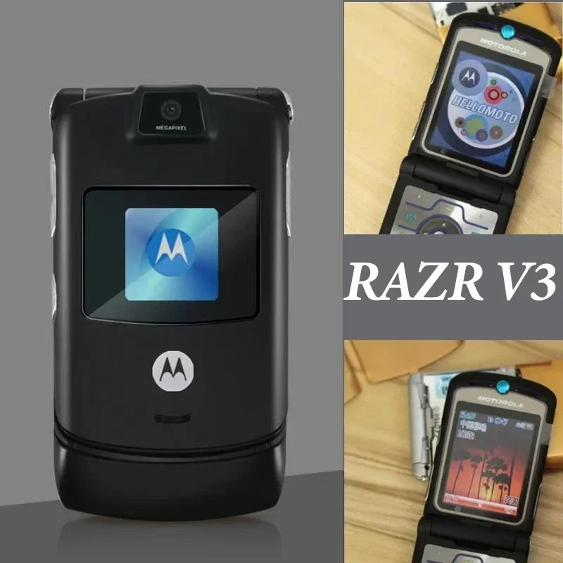 Unlocked Flip Motorola RAZR V3 Original Version 2.2 GSM 850/900/1800/1900 Mini USB Mini SIM Card Dual Display Advanced Fast Call