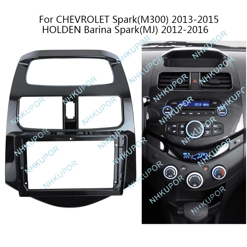 Marco de Radio para Auto de 9 Pulgadas para Chevrolet Spark M300 2013-2015 Holden Barina Spark MJ 2012-2016, Kit de Acabado para Tablero Estéreo