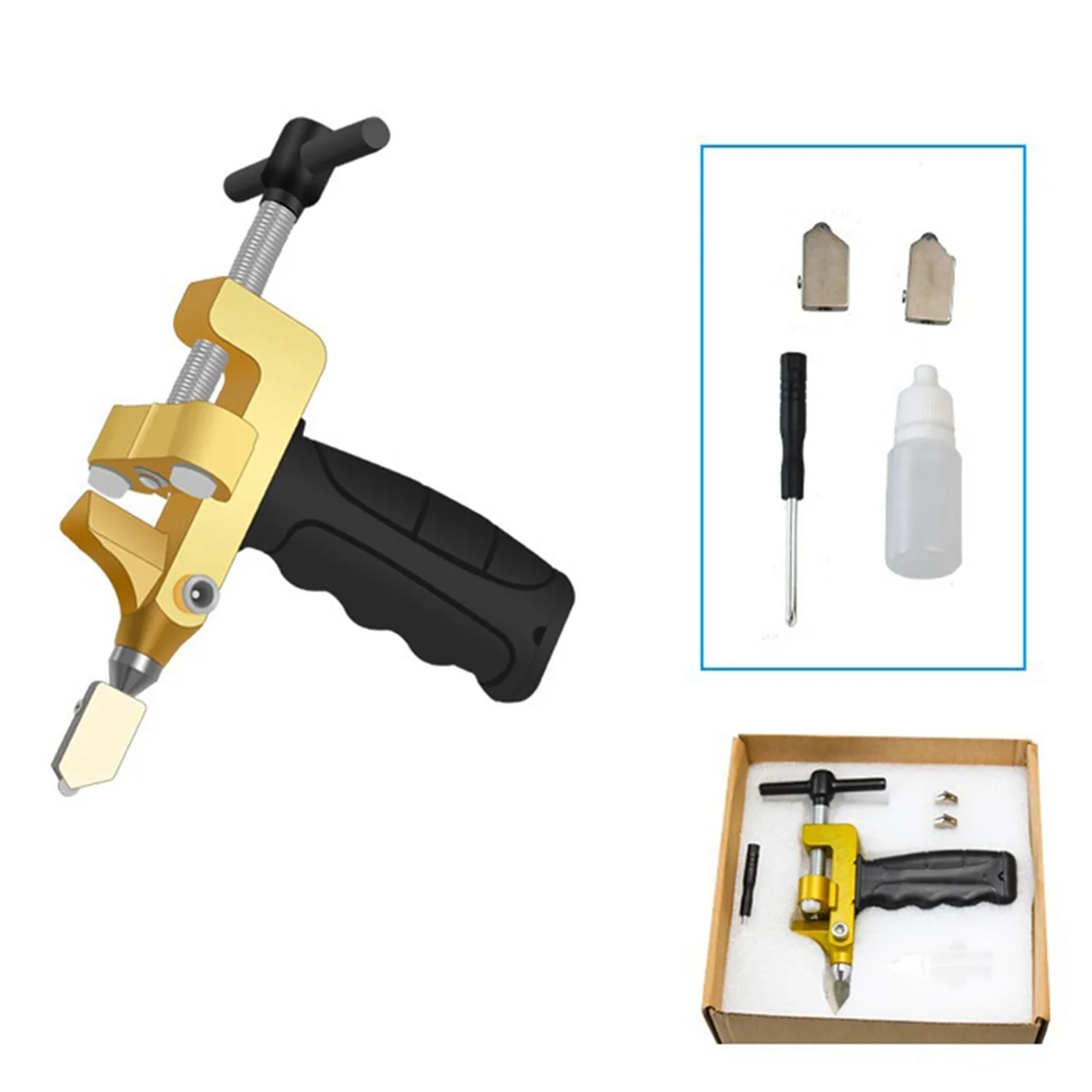 Ceramic Tile Cutter Hand Tools 1-Piece Yellow Ceramic Tile Glass Cutter Two-In-One Cutting Open Tile Dicing DIY Tools
