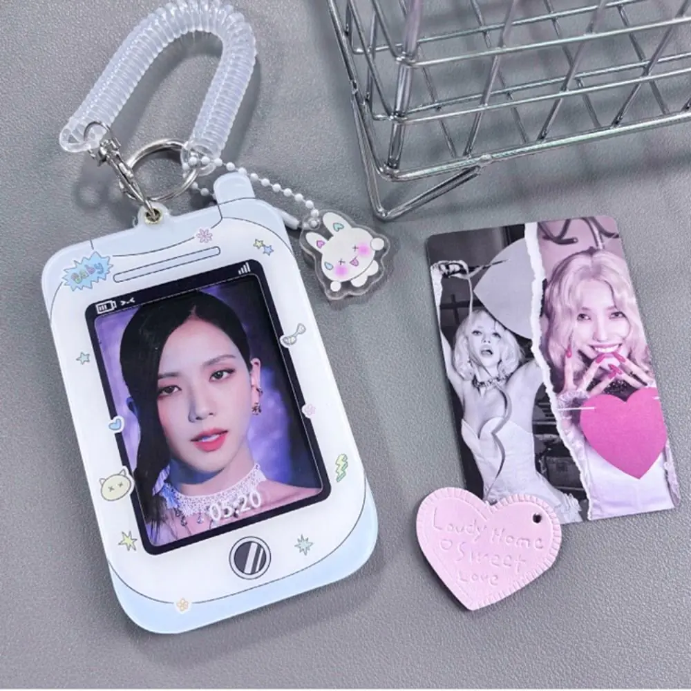 Acrylic Kpop Photocard Holder Keychain ID Bus Cards Protective Case Idol Photo Card Sleeves Phone Frame Kpop Packaging Supplies