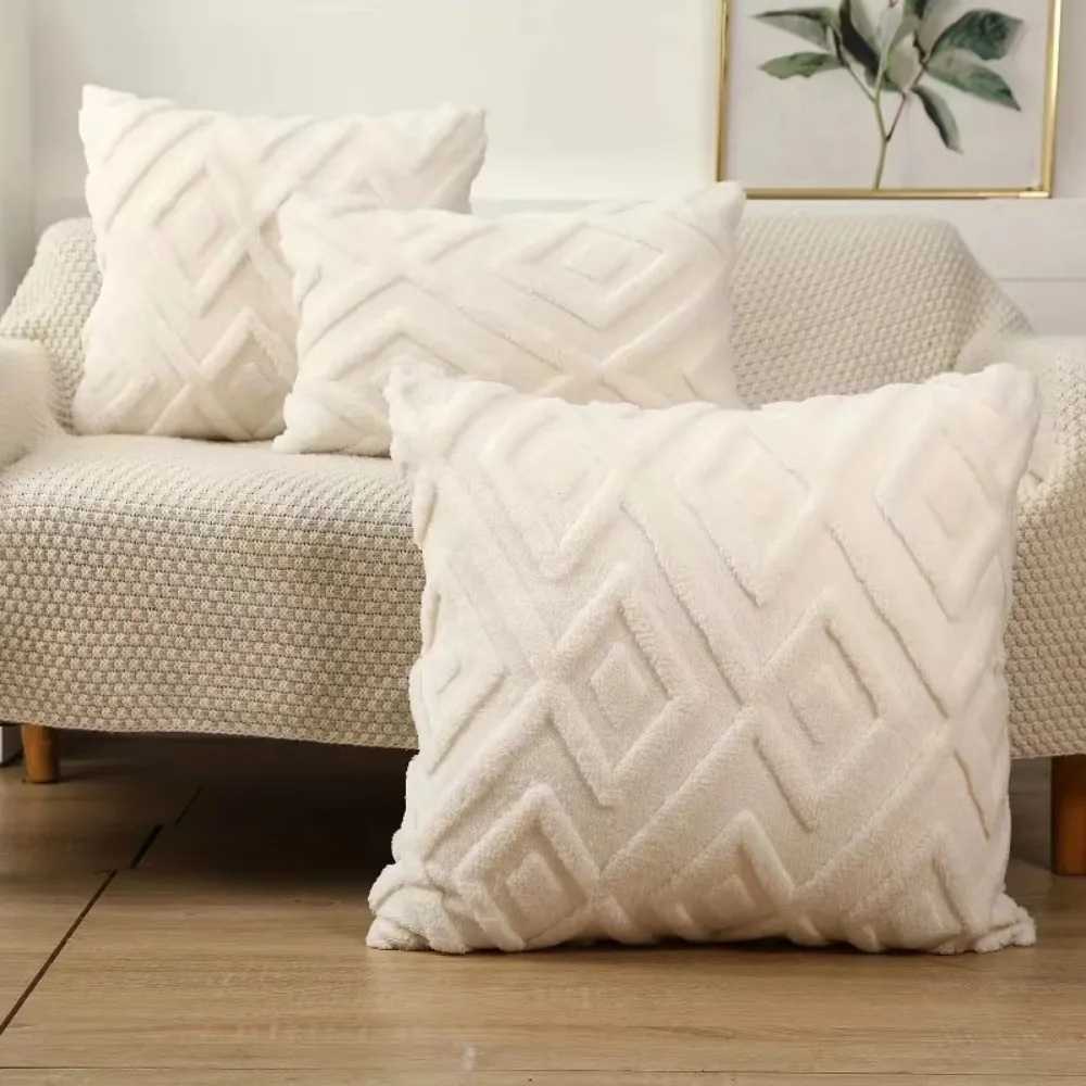 Diamond shaped comfortable cotton pillowcase cushion cover solid color/soft/comfortable and minimalist pillowcase cover