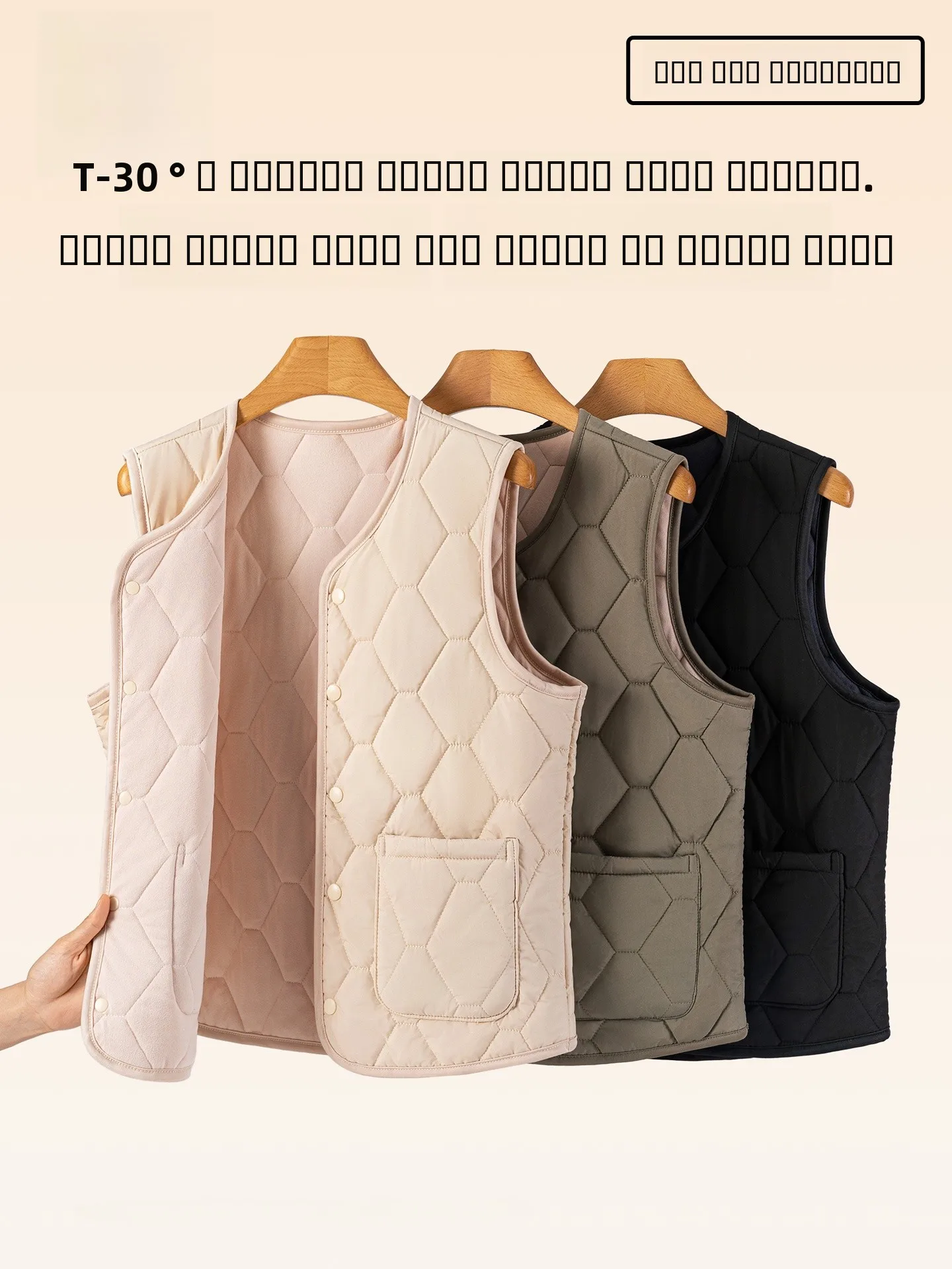 

Thiened Woolen Warm Vest Men's Winter Inner Wear Cotton down Jaet Outerwear V-Ne Single Button Closure Polyester...