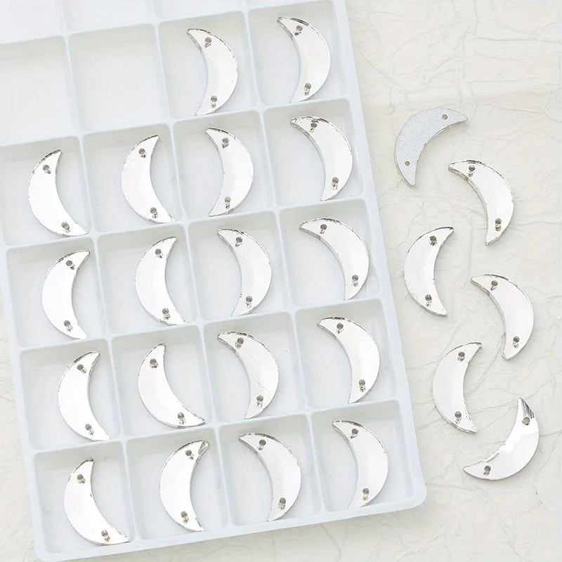 Moon shape Sew on Rhinestones Glitter Glass Crystal AB Sewn Stone Beadsfor  For  Wedding Dress Clothes DIY Decoration