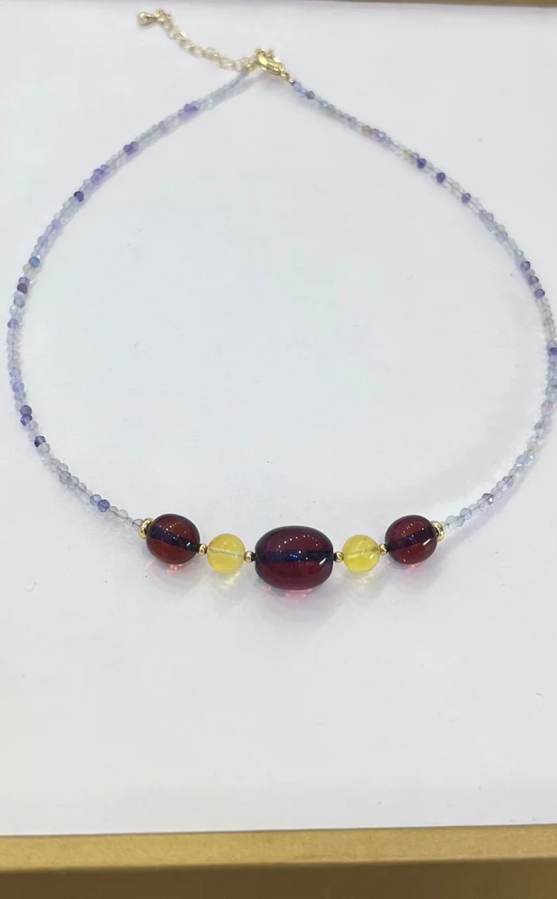 

Certificate Natural Baltic Red & Yellow Amber Beaded String Choker Real Gemstone Strand Necklace Handmade Bohemia Fine Jewelry