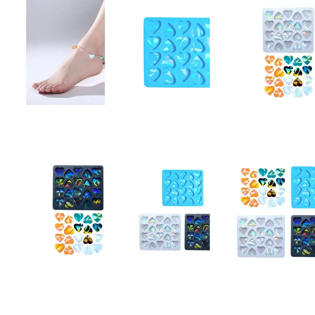 

Heart Shaped Earrings Silicone Mold Rainbows Light Effect Ear Studs Epoxy Resin Mould for Parties Festivals